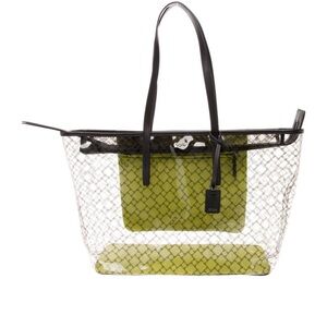 Tumi Clear PVC Tote Bag with Black and Green Accents